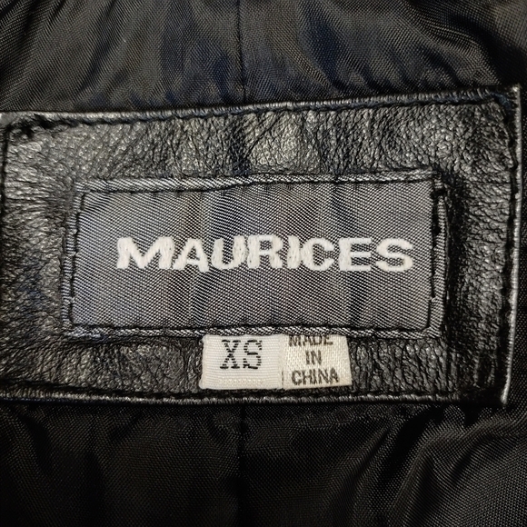 Vintage Maurices Women's Black Genuine Leather Trench Coat Size XS - Picture 11 of 12